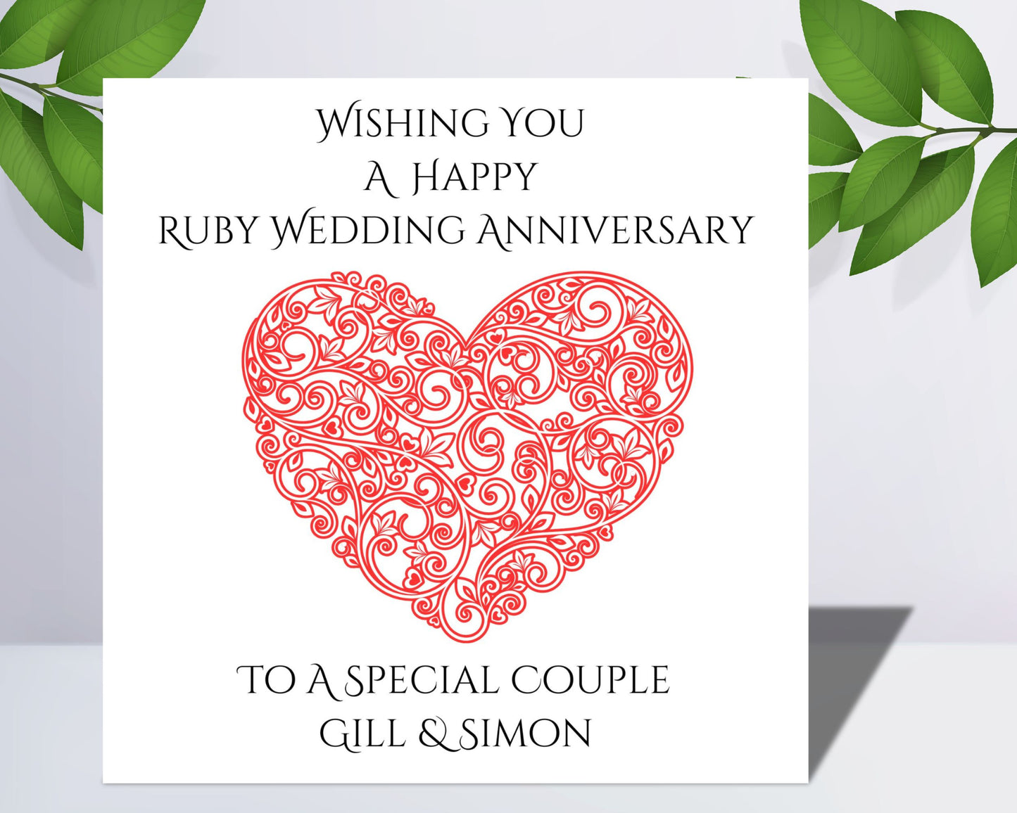 Personalised Ruby Wedding Anniversary Card Customised With Name Mum and Dad Auntie and Uncle 40th Anniversary Special Couple