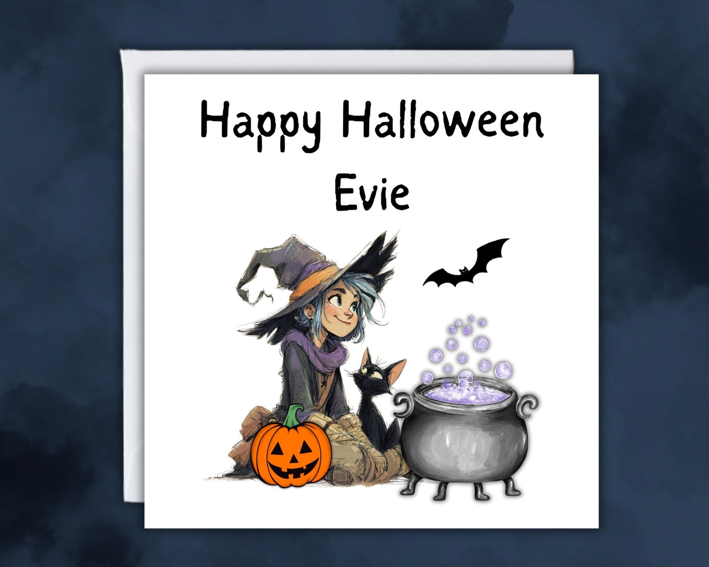 Personalised Happy Halloween Card - Happy Halloween My Witchy Friend - Spooky