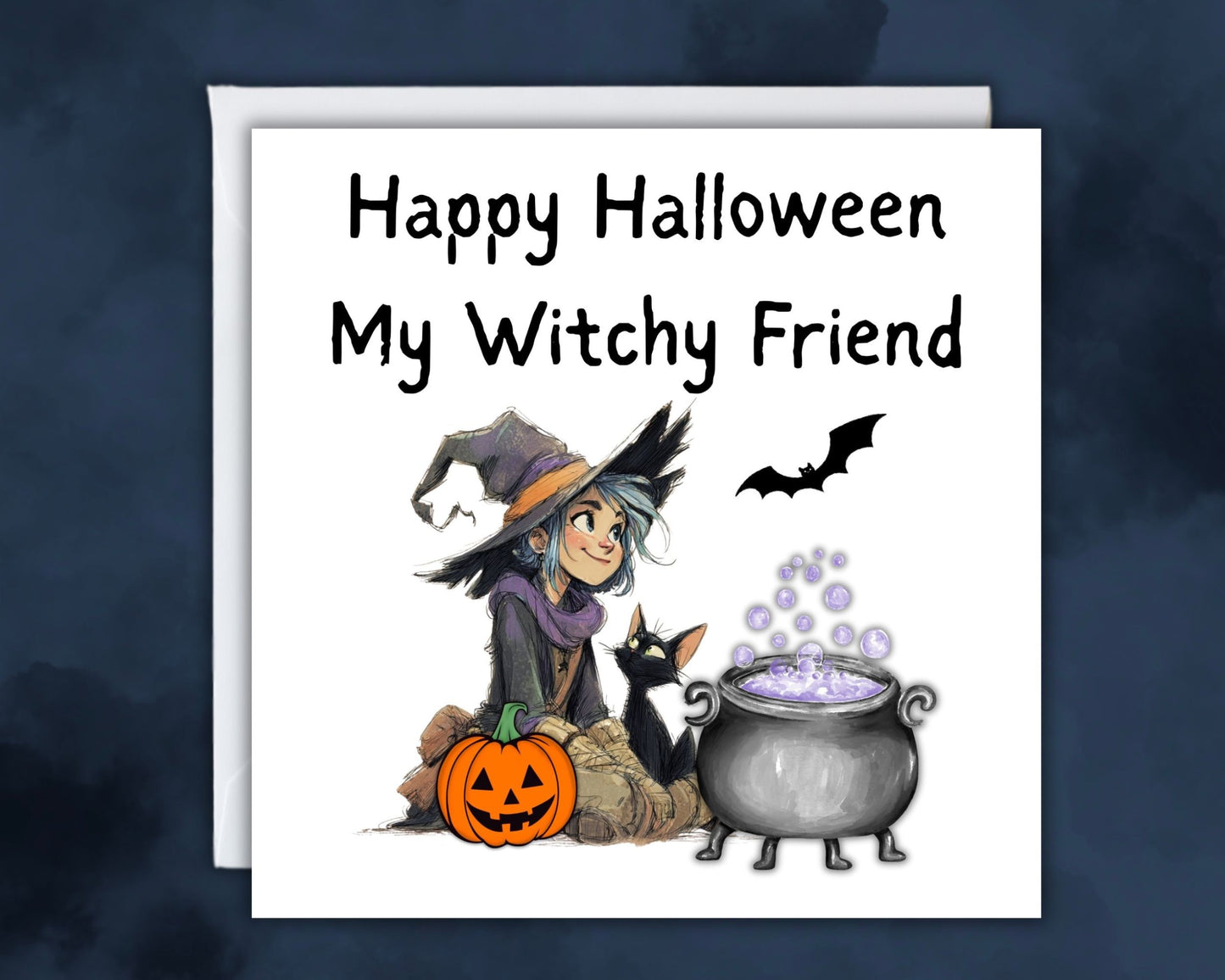Personalised Happy Halloween Card - Happy Halloween My Witchy Friend - Spooky
