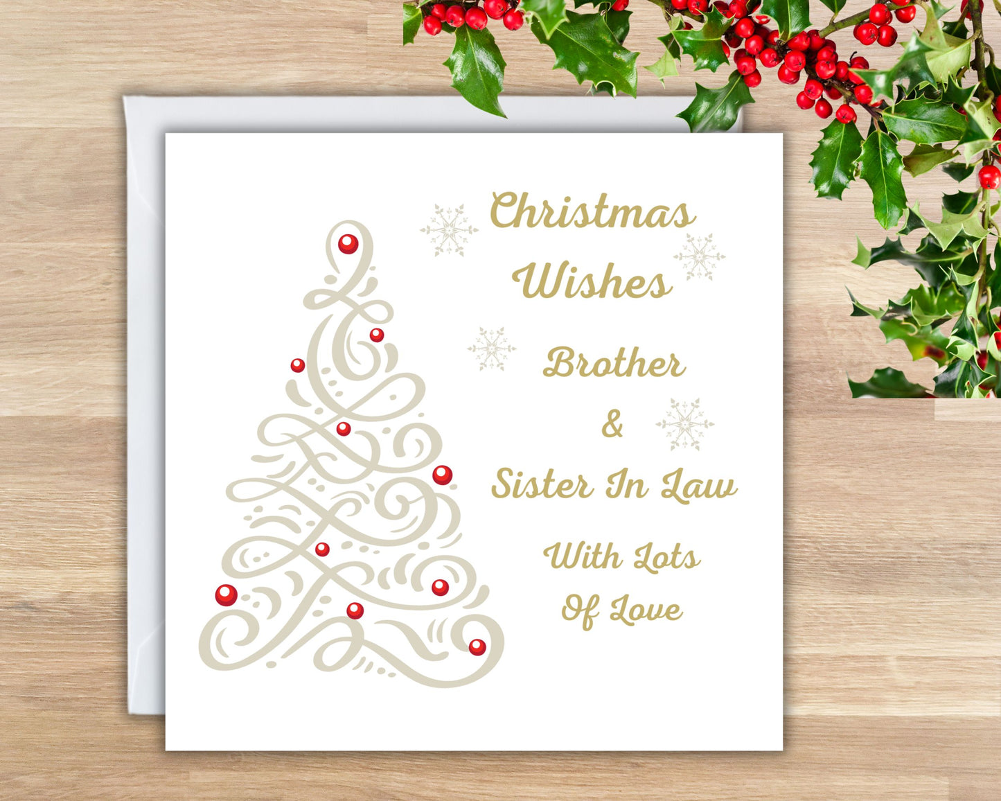 Brother and Sister In Law Christmas Card 'Christmas Wishes With Festive Design