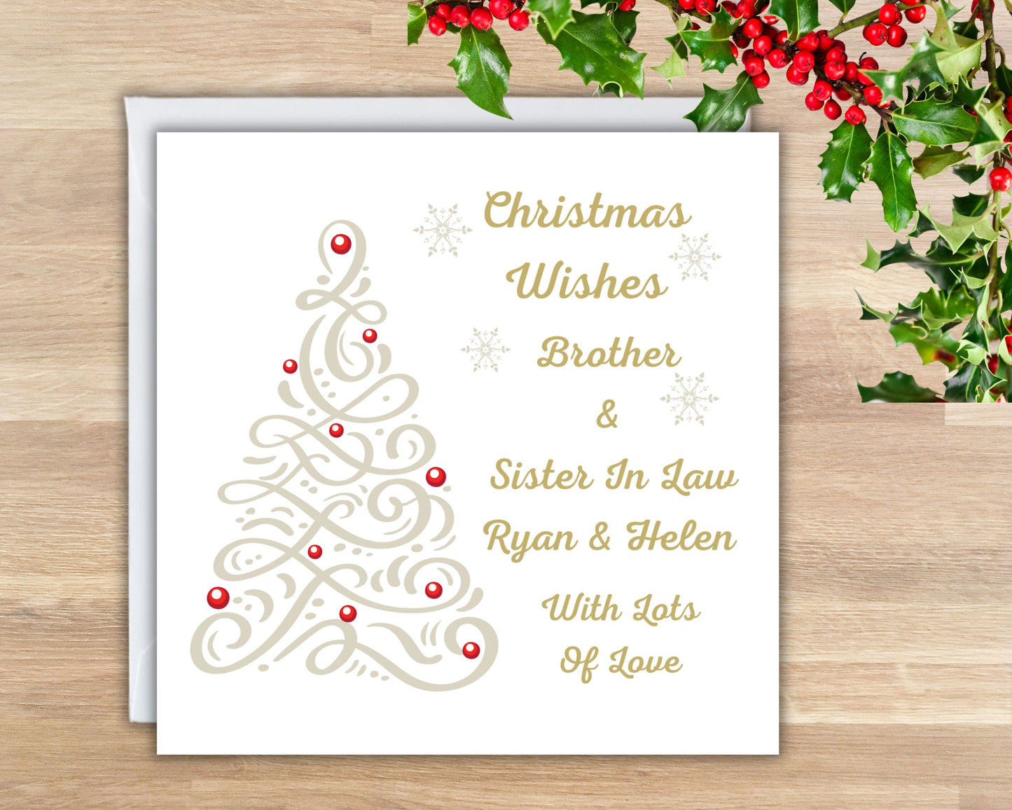 Brother and Sister In Law Christmas Card 'Christmas Wishes With Festive Design