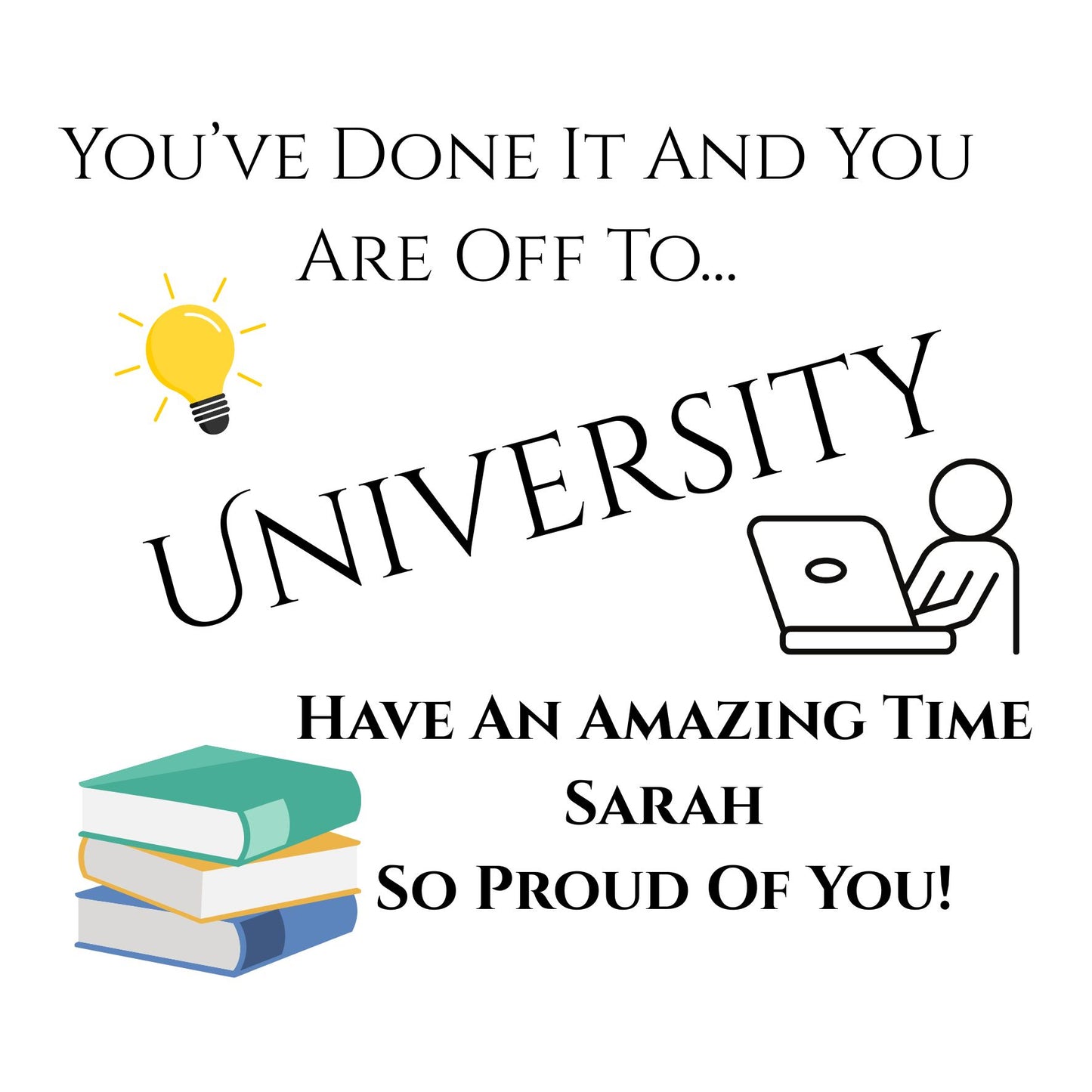 Personalised Good Luck At University Card University Greeting Card Good Luck