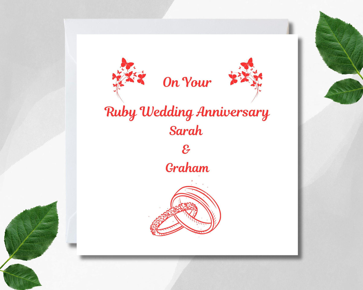 Personalised Ruby Wedding Anniversary Card Customised With Name And Title ' On Your Ruby Wedding Anniversary' Ruby Anniversary Card