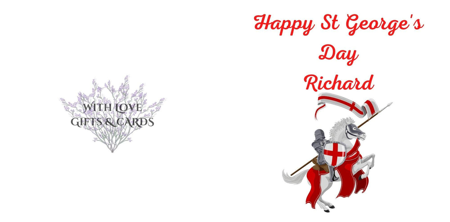 St George's Day Card With St George And The Dragon Design Can Be Personalised