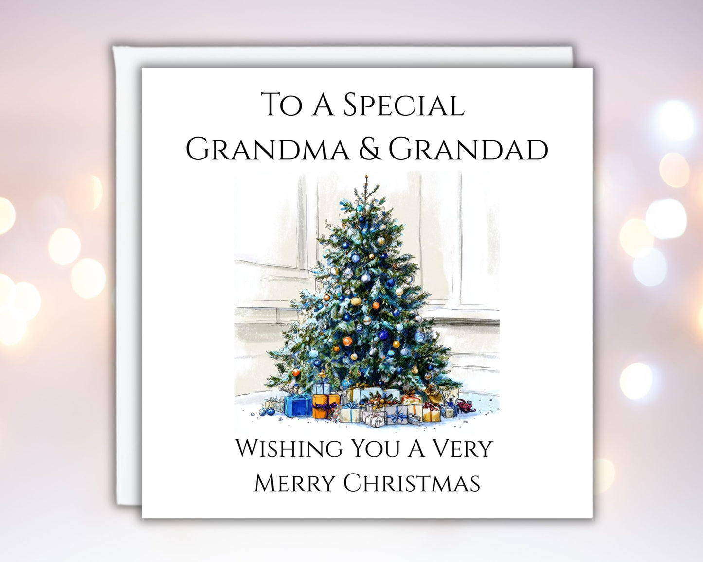 Personalised Grandma and Grandad Christmas Card Mum and Dad Auntie and Uncle Christmas Card With Christmas Tree Design