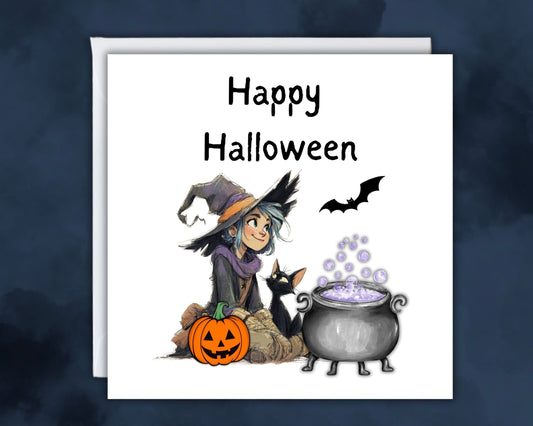 Personalised Happy Halloween Card - Happy Halloween My Witchy Friend - Spooky