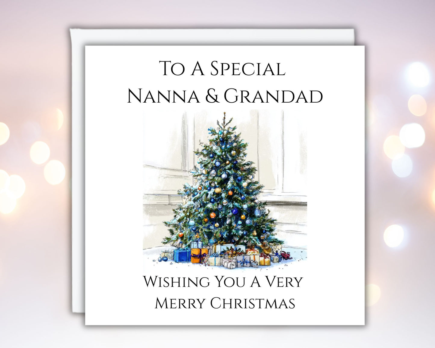Personalised Grandma and Grandad Christmas Card Mum and Dad Auntie and Uncle Christmas Card With Christmas Tree Design