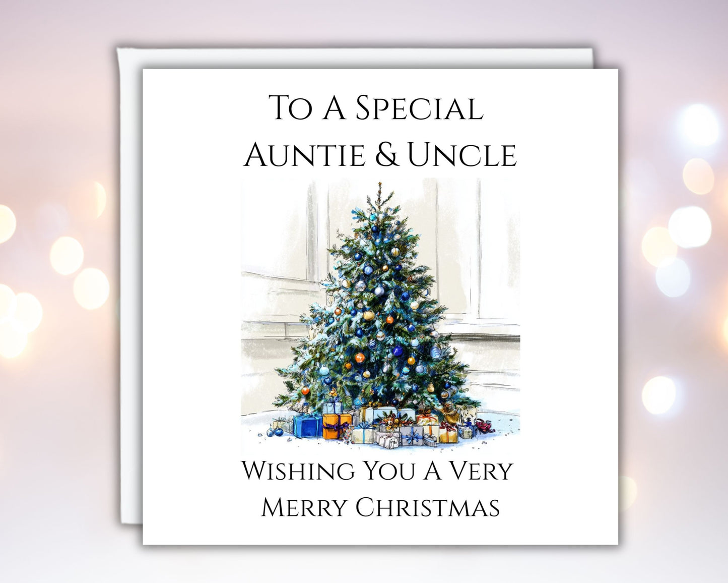 Personalised Grandma and Grandad Christmas Card Mum and Dad Auntie and Uncle Christmas Card With Christmas Tree Design