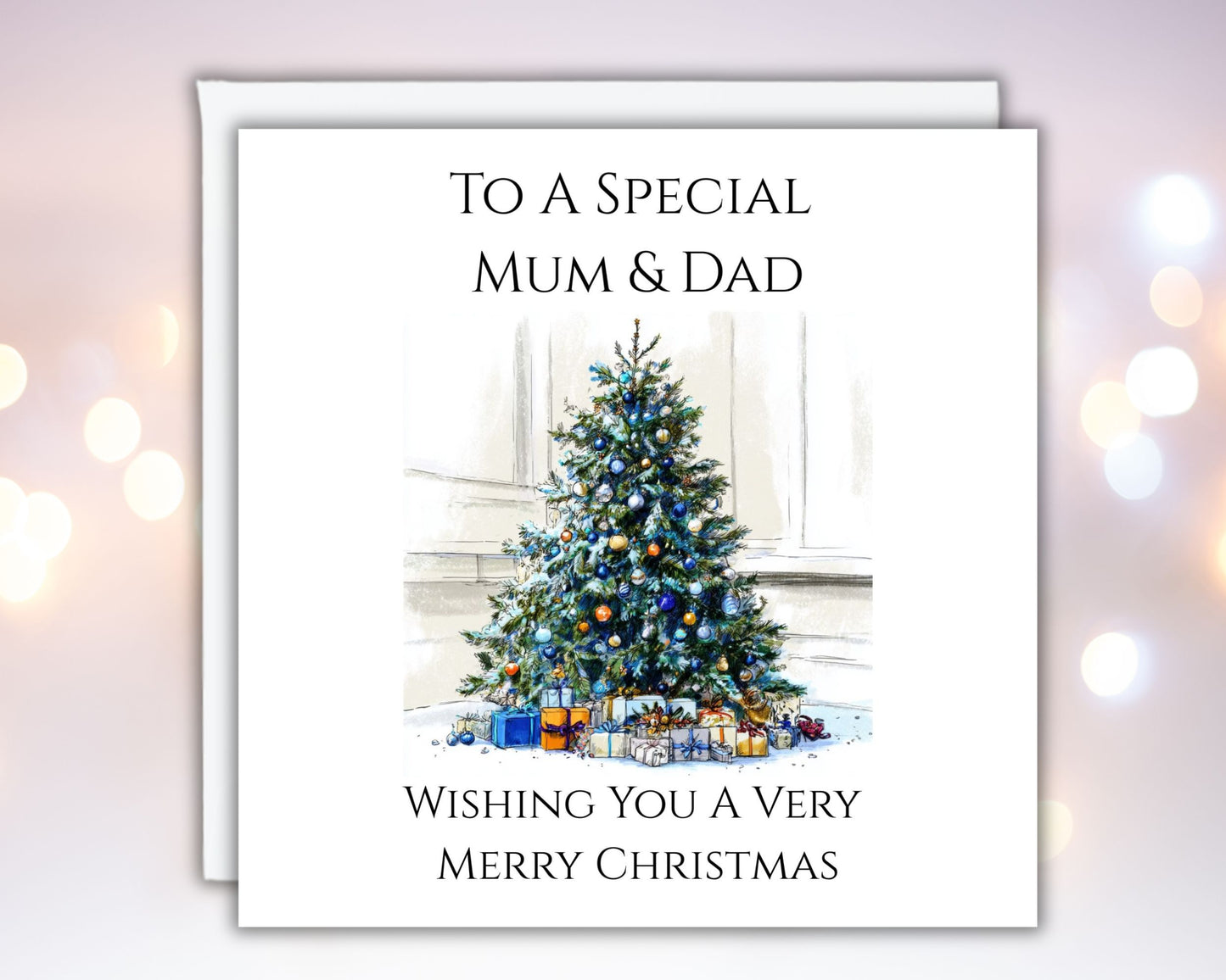 Personalised Grandma and Grandad Christmas Card Mum and Dad Auntie and Uncle Christmas Card With Christmas Tree Design