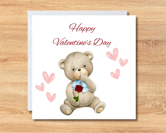 Valentines Day Card Happy Valentines Day Cute Valentine's  Bear Design General Valentine's Day Card  Happy Valentine's Day Card