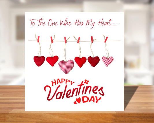 Valentines Day Card 'To The One Who Has My Heart Happy Valentines' Valentines Card' Valentine's Day Card General Valentines Card For The One