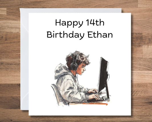 Teenage Birthday Card Can Be Personalised Birthday Card With Computer Design Any Relation Nephew Birthday Card Son Birthday Card Grandson