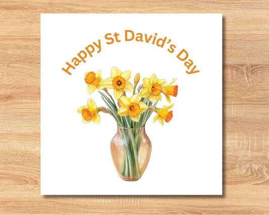 Personalised St Davids Day Card   St David's Day Card   St Davids Greeting  Daffodil Design