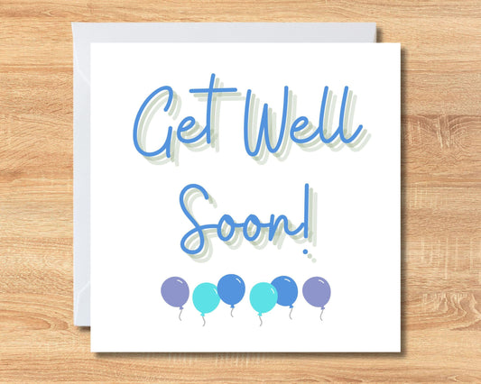 Get Well Soon Card ~ Recover From Your Operation Card ~ Speedy Recovery Card With Balloon Design